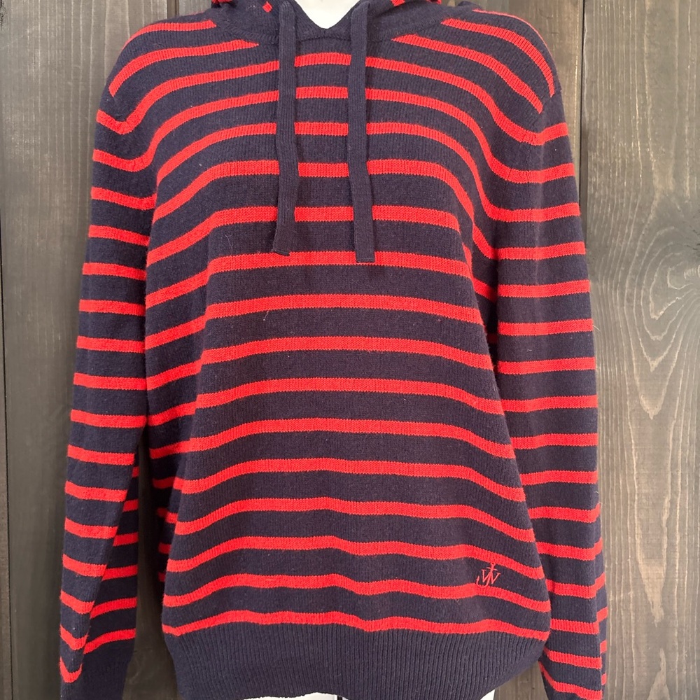 JW ANDERSON Red and Black Striped Knitwear hoodie sweater small
